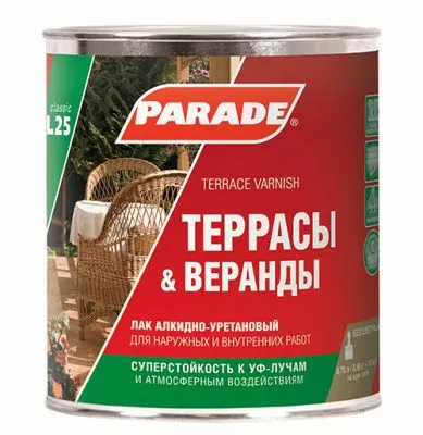 Лак алкидно-уретановый PARADE L25 Террасы & Веранды, матовый 2,5 л
