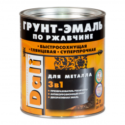 Грунт-эмаль по ржавчине 3 в 1 гладкая DALI, RAL 7024 серый графит, 2 л